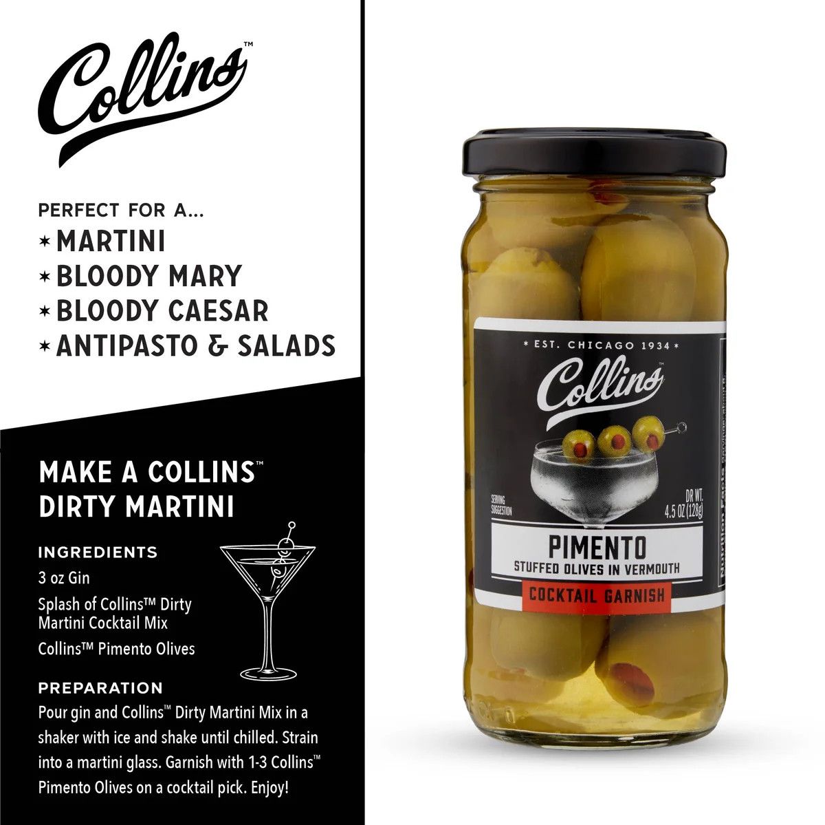 Collins Vermouth Martini Pimento Olives 5oz