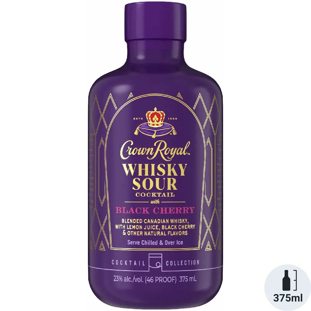 Crown Royal RTD Whiskey Sour Cocktail w/Blackcherry 46proof 375ml