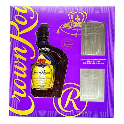 Crown Royal Canadian Whisky Fine Deluxe 80Proof  W/2 Glasses 750ml