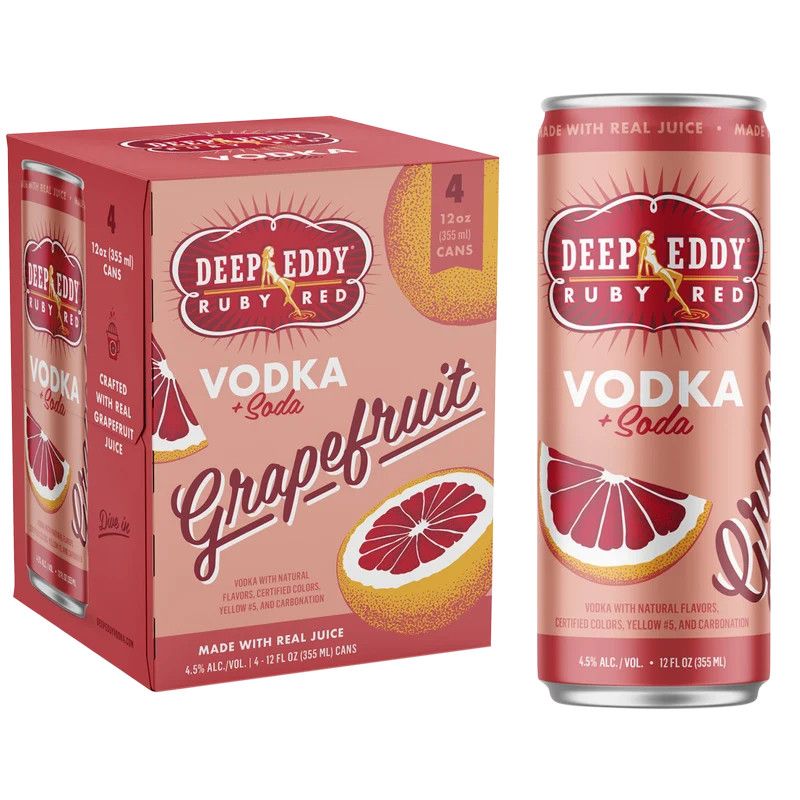 Deep Eddy RTD Ruby Red Vodka Soda 9Proof 4pk 12oz Cans