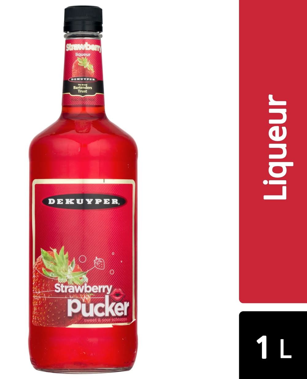Dekuyper Sour Strawberry Schnapps Pucker 30Proof 1 Ltr