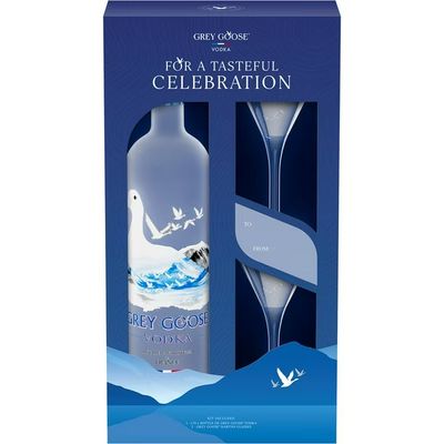 Grey Goose Vodka W/ 2 Rock Glasses 80Proof 1.75 Ltr
