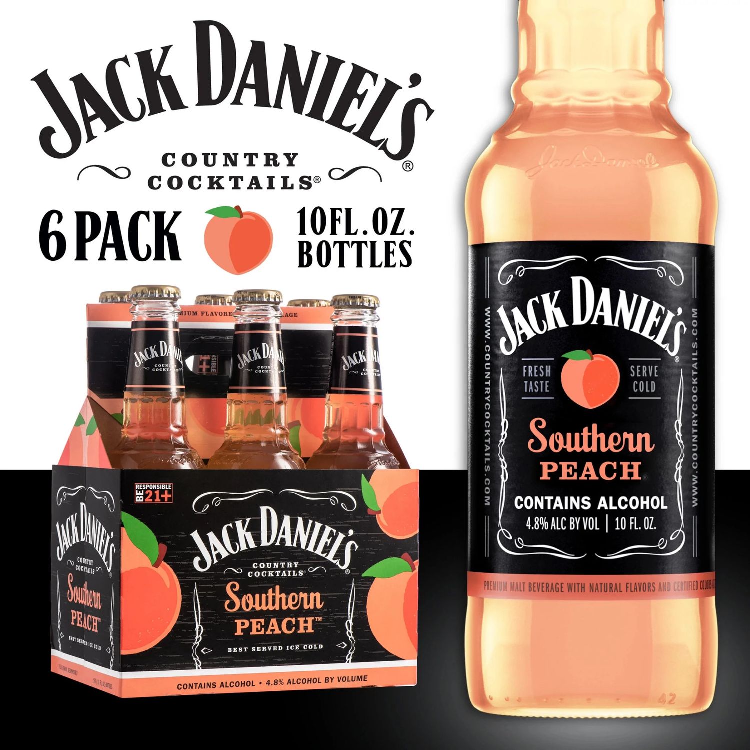 Jack Daniels (JDCC) Southern Peach 6pk 10oz Bottles