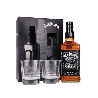 Jack Daniel's Old No. 7 Tennessee Whiskey 80Proof W/2 Rock Glasses 750ml