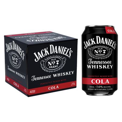 Jack Daniels RTD Whiskey Cola Can 4pk 12oz Cans