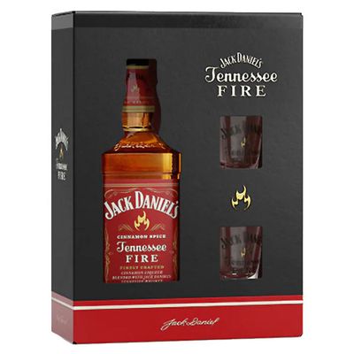 Jack Daniel's Tennessee Fire Whiskey Liqueur 70Proof W/2 Shot Glasses 750ml