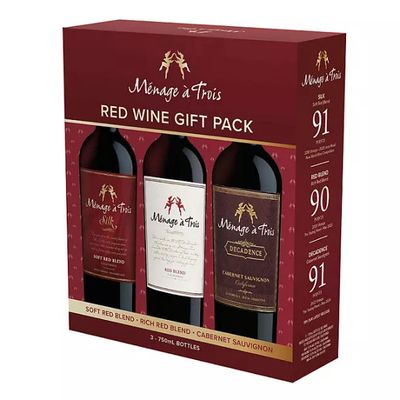 Menage A Trois Red Blend Gift Pack 1xSoft Red, 1xRed Blend, 1xMidnight 750ml