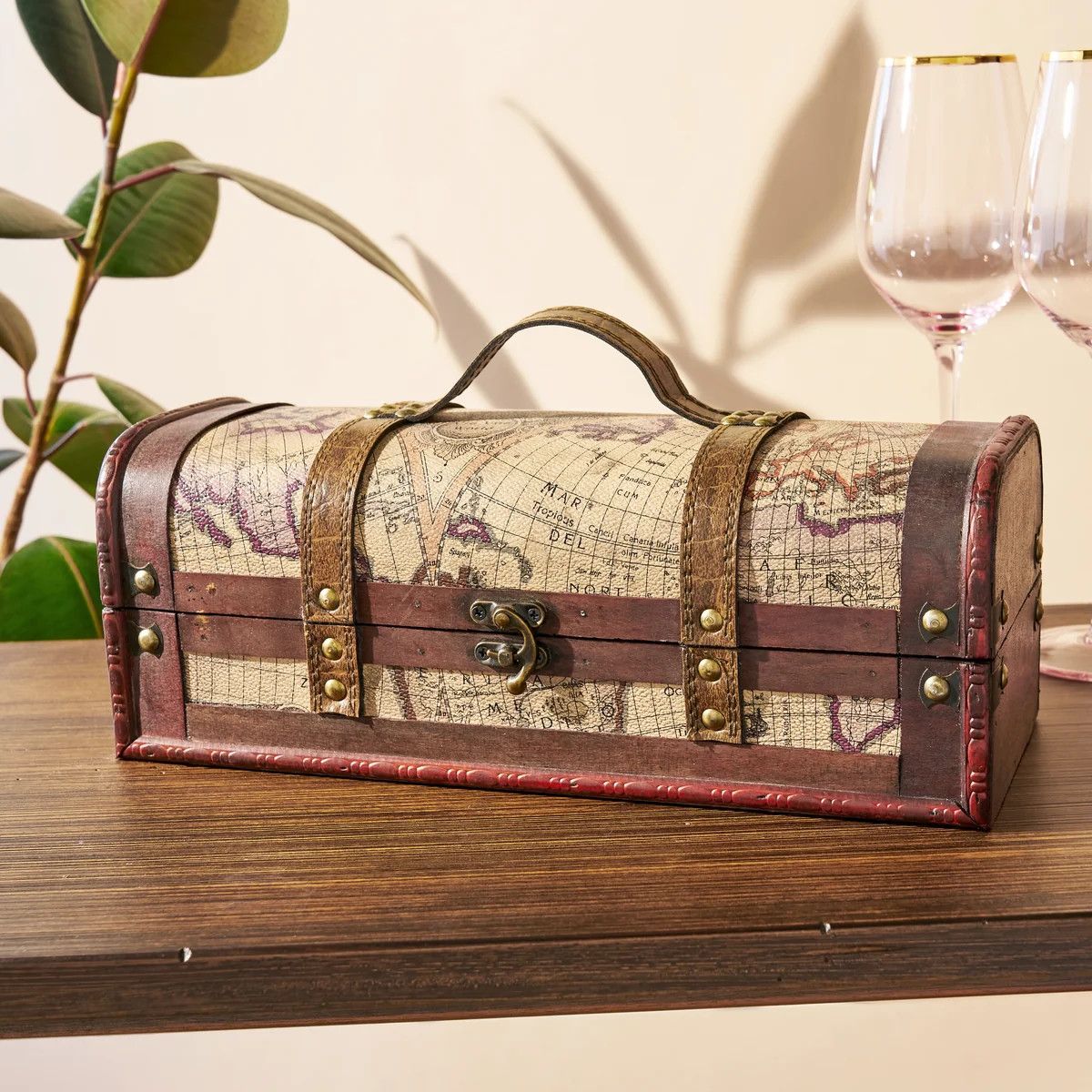 Old World Wooden Wine/Champagne Gift Box Foe 1 Bottle