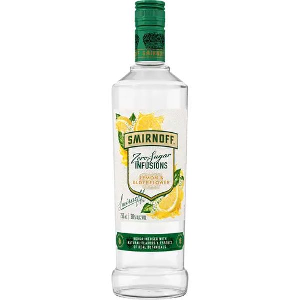 Smirnoff Zero Sugar Infusions Vodka Lemon &amp; Elderflower 60ProoF 750ml