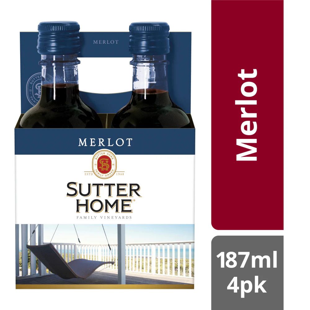 Sutter Home Merlot Pet 4pk 187ml Bottles