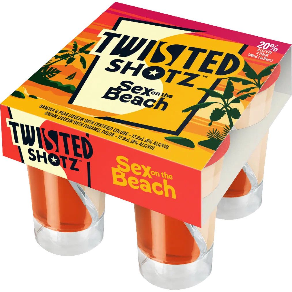 Twisted Shotz Sex On The Beach Cocktail 40Proof Pet 4pk 25ml