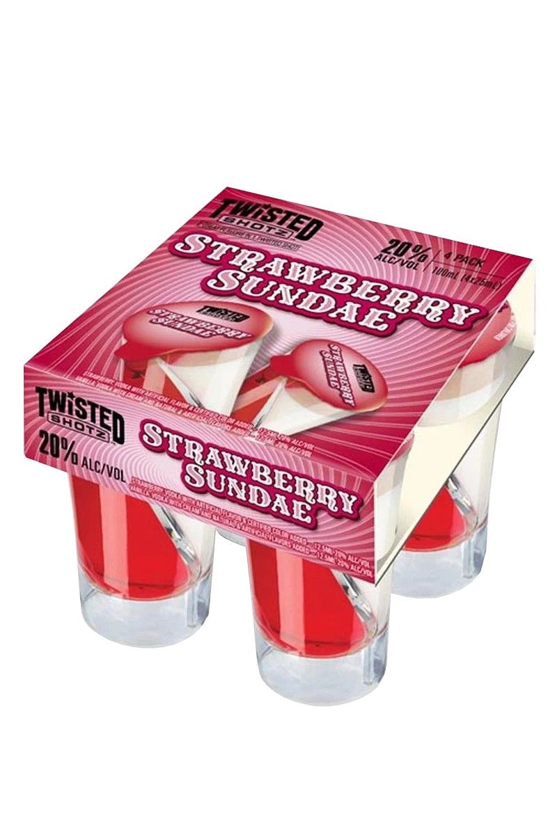 Twisted Shotz Strawberry Sundae Cocktail 40Proof Pet 4pk 25ml