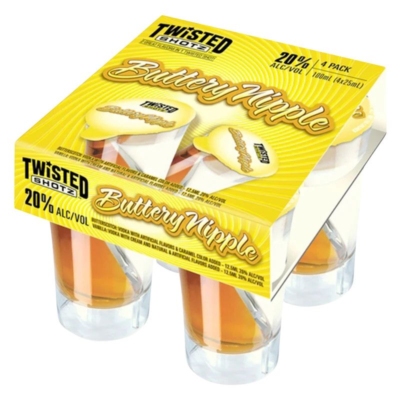 Twisted Shotz Buttery Nipple Chocolate Cocktail 40Proof Pet 4pk 25ml