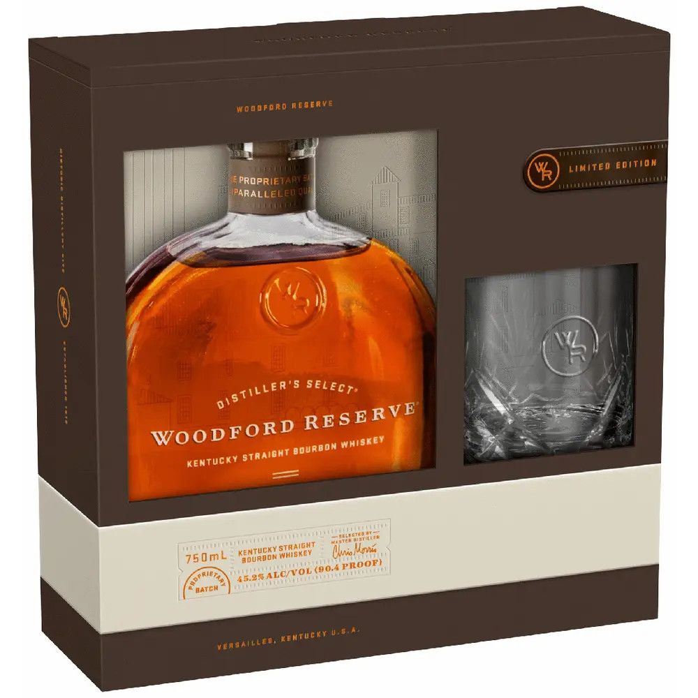 Woodford Reserve Bourbon 90.4Proof W/2 Glasses 750ml