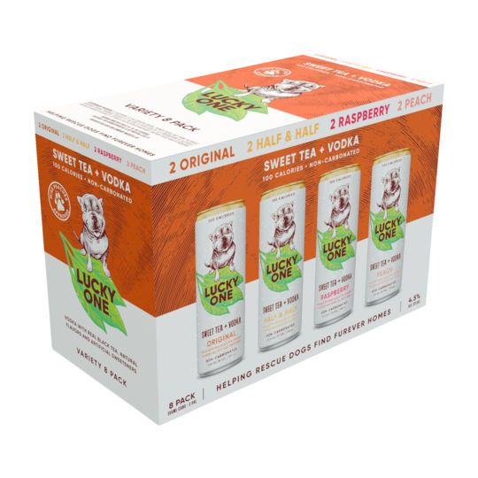 Lucky One RTD Sweet Tea + Vodka Combo Pack 2 Each Peach, Blueberry, Original &amp; Raspberry 8pk 12oz cans