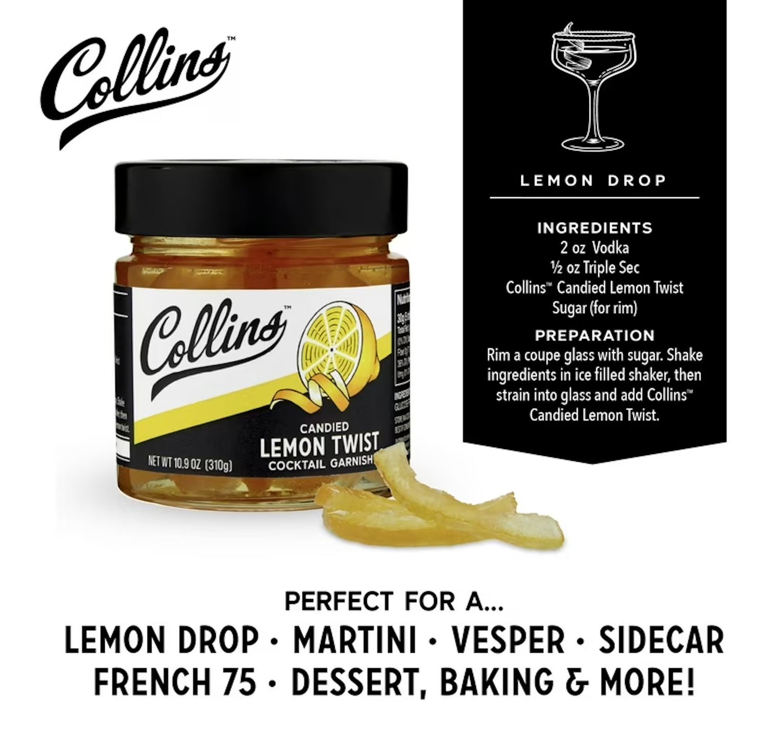Collins Lemon Slices Cocktail Garnish 10.9oz