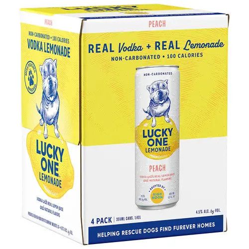 Lucky One RTD Lemonade Peach Vodka Cocktails 9Proof 4pk 12oz