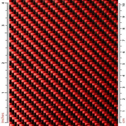 210g Red 2x2 Twill 3k Carbon Fibre Cloth (1000mm)