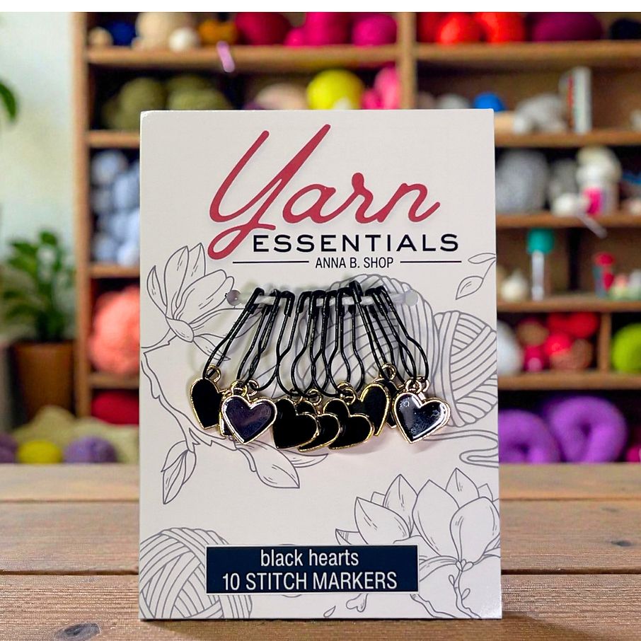 ABS Stitch Markers - Black Hearts