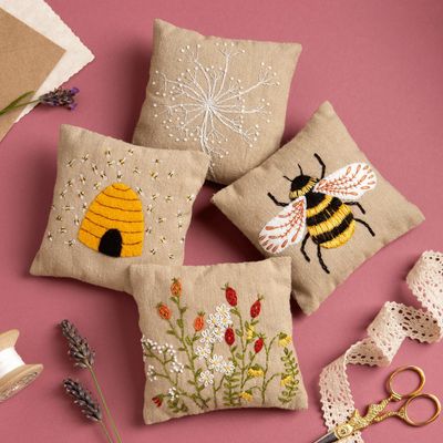 Linen Lavender Bags Embroidery Kit