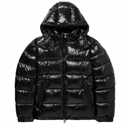 Black Shiny Puffer Jacket – Luxury Hooded Winter Down Coat, Designer Bubble Outerwear
