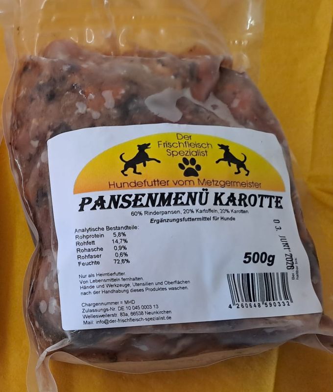 Pansen-Menü mit Kartoffel und Karotte 1000g