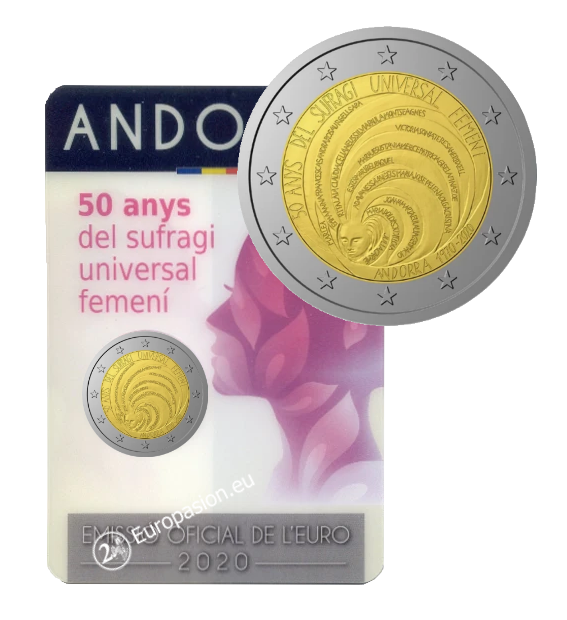 Coincard 2 euro Andorra 2020 - Sufragio Universal Femenino Coincard 2 euro Andorra 2020 - Sufragio Universal Femenino