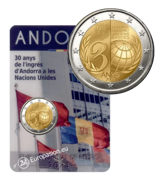 Coincard 2 euro Andorra 2023 - Ingreso en la ONU Coincard 2 euro Andorra 2023 - Ingreso en la ONU