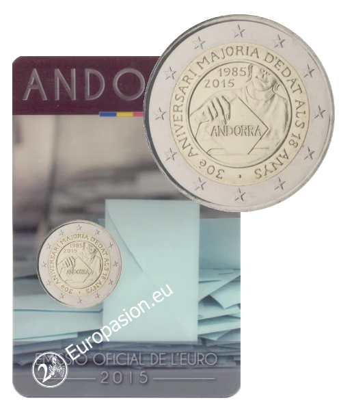 Coincard 2 euro Andorra 2015 - Mayoría de Edad a los 18 Años
