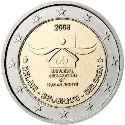 UNC 2 euro Belgica 2008 - Derechos Humanos