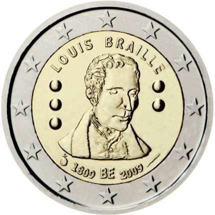 UNC 2 euro Belgica 2009 - Louis Braille