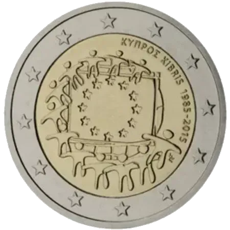UNC 2 euro Chipre 2015 - Bandera de la Unión Europea