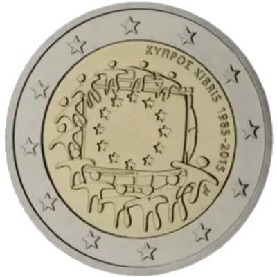 UNC 2 euro Chipre 2015 - Bandera de la Unión Europea