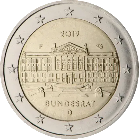 UNC 2 euro Alemania 2019 - Bundesrat - Ceca A UNC 2 euro Alemania 2019 - Bundesrat - Ceca A