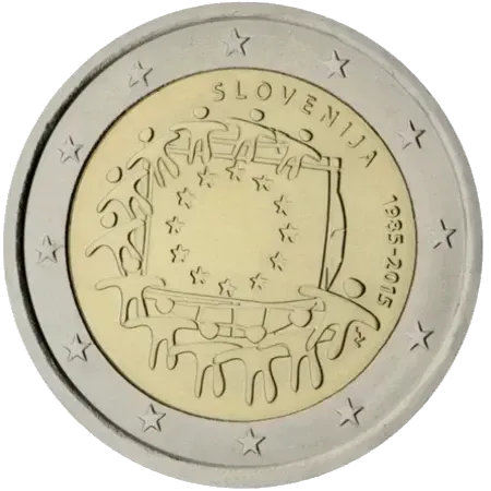 UNC 2 euro Eslovenia 2015 - Bandera de la Unión Europea UNC 2 euro Eslovenia 2015 - Bandera de la Unión Europea