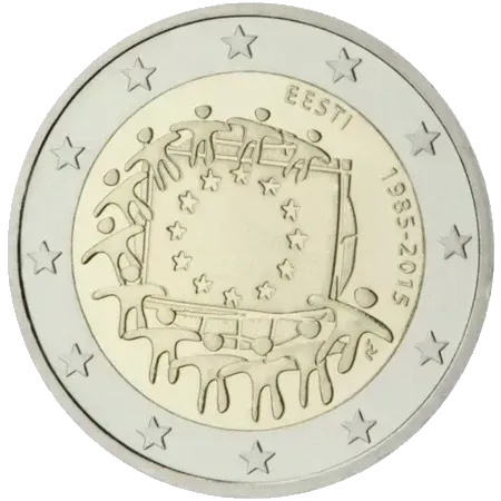 UNC 2 euro Estonia 2015 - Bandera de la Unión Europea UNC 2 euro Estonia 2015 - Bandera de la Unión Europea