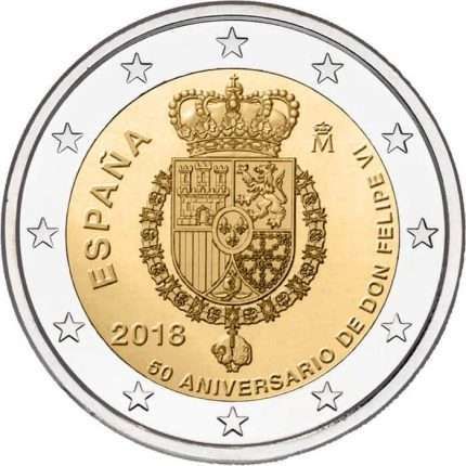 UNC 2 euro España 2018 - 50 Aniversario de Felipe VI UNC 2 euro España 2018 - 50 Aniversario de Felipe VI