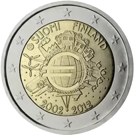 UNC 2 euro Finlandia 2012 - 10 Aniversario del Euro UNC 2 euro Finlandia 2012 - 10 Aniversario del Euro
