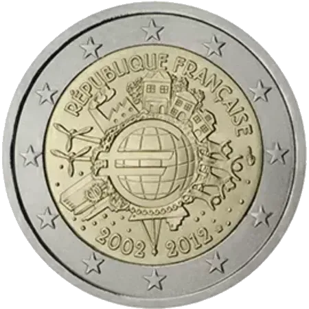 UNC 2 euro Francia 2012 - 10 Aniversario del Euro UNC 2 euro Francia 2012 - 10 Aniversario del Euro