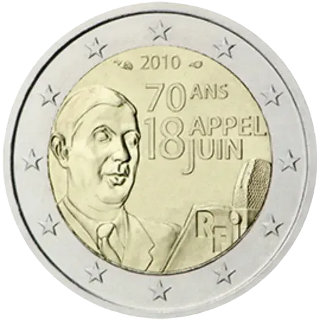 UNC 2 euro Francia 2010 - Llamamiento del 18 de Junio UNC 2 euro Francia 2010 - Llamamiento del 18 de Junio