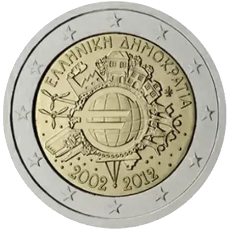 UNC 2 euro Grecia 2012 - 10 Aniversario del Euro UNC 2 euro Grecia 2012 - 10 Aniversario del Euro