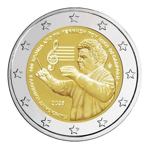 UNC 2 euro Grecia 2025 - Mikis Theodorakis UNC 2 euro Grecia 2025 - Mikis Theodorakis