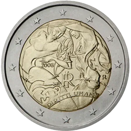 UNC 2 euro Italia 2008 - Derechos Humanos