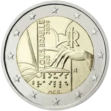 UNC 2 euro Italia 2009 - Louis Braille UNC 2 euro Italia 2009 - Louis Braille