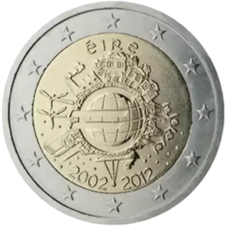 UNC 2 euro Irlanda 2012 - 10 Aniversario del Euro UNC 2 euro Irlanda 2012 - 10 Aniversario del Euro