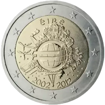 UNC 2 euro Irlanda 2012 - 10 Aniversario del Euro UNC 2 euro Irlanda 2012 - 10 Aniversario del Euro
