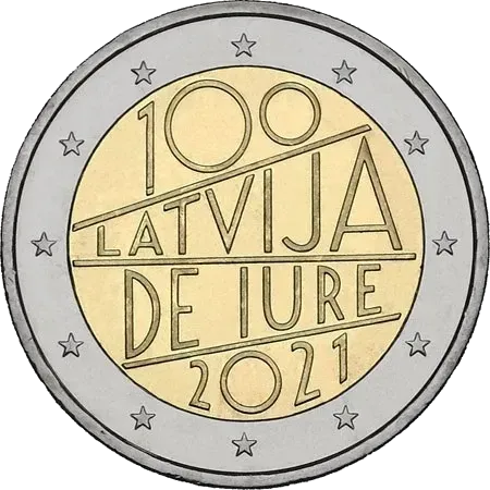 UNC 2 euro Letonia 2021 - Reconocimiento de Iure UNC 2 euro Letonia 2021 - Reconocimiento de Iure
