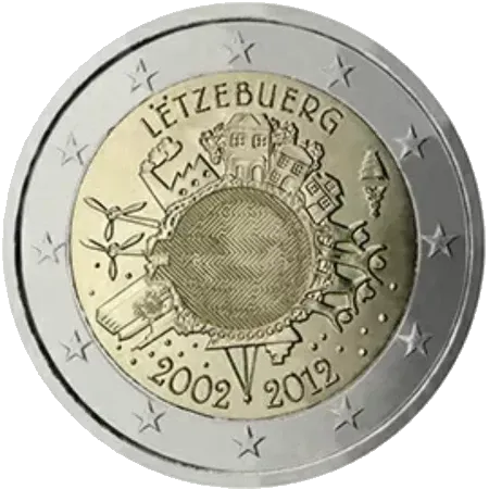 UNC 2 euro Luxemburgo 2012 - 10 Aniversario del Euro UNC 2 euro Luxemburgo 2012 - 10 Aniversario del Euro