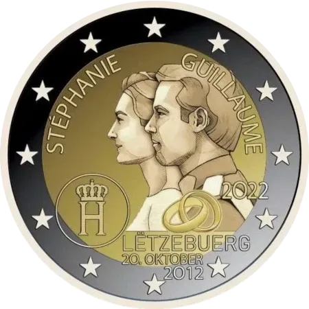 UNC 2 euro Luxemburgo 2022 - Boda de Guillermo y Estefanía UNC 2 euro Luxemburgo 2022 - Boda de Guillermo y Estefanía