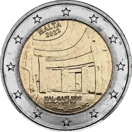 UNC 2 euro Malta 2022 - Hipogeo de Hal Saflieni UNC 2 euro Malta 2022 - Hipogeo de Hal Saflieni